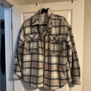 Garage Black and Cream Checkered Coat